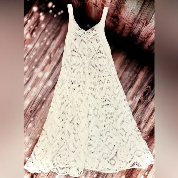 FREE PEOPLE || FP Beach Bianca Fauxchet Midi Dress in Ivory - SZ Small ⭐️NWT⭐️ - Picture 2 of 8